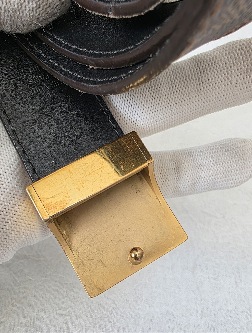 Auth Louis Vuitton Damier Ebene Leather Belt - Picture 4 of 9